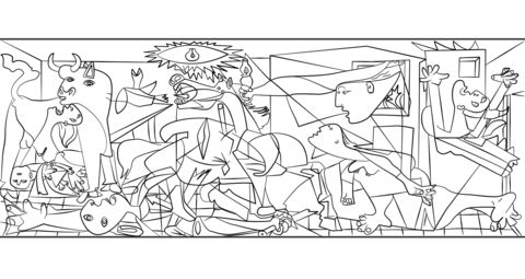 Guernica by pablo picasso coloring page pablo picasso picasso sketches picasso coloring