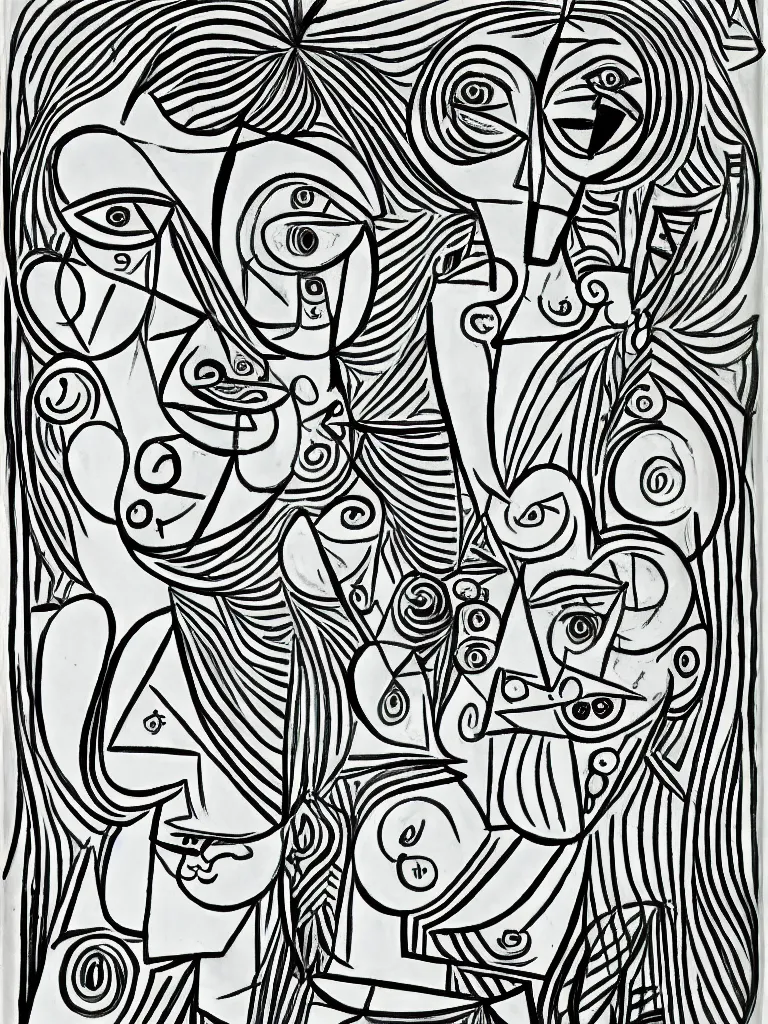 Pablo picasso line drawing stable diffusion