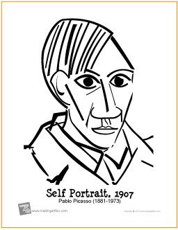 Self portrait picasso free printable coloring page picasso self portrait picasso art pablo picasso