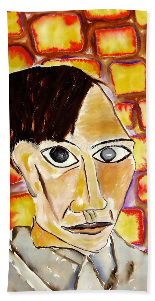 Simulacrum of pablo picasso self portrait beach towel by stephen settles