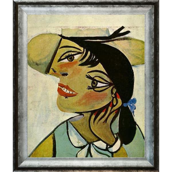 La pastiche portrait of woman in dhermine passolga by pablo picasso athenian silver framed oil painting art print in x in ps