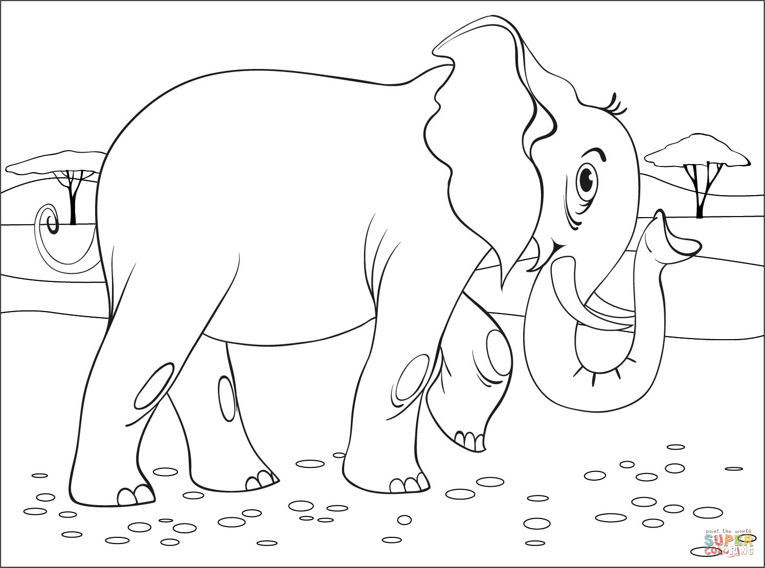 Elephant coloring page free printable coloring pages