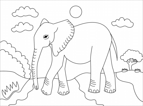 Elephant coloring page free printable coloring pages