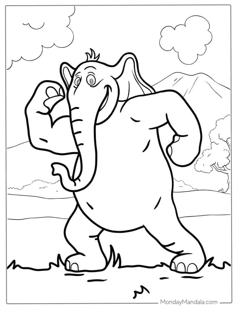 Elephant coloring pages free pdf printables