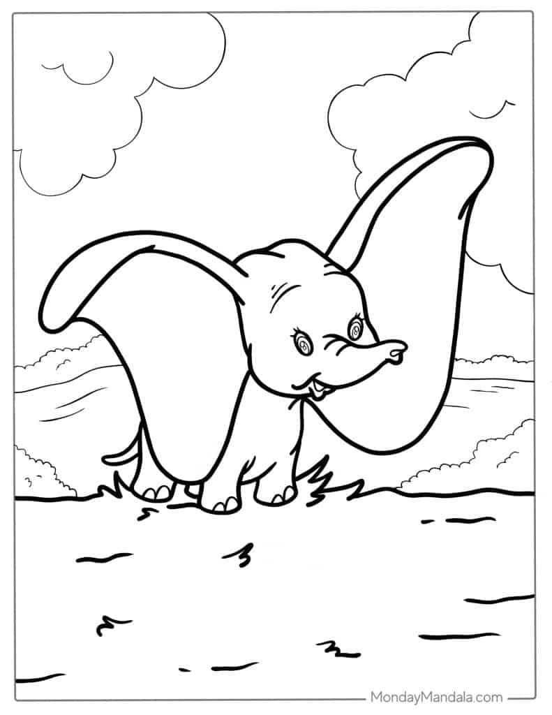 Elephant coloring pages free pdf printables