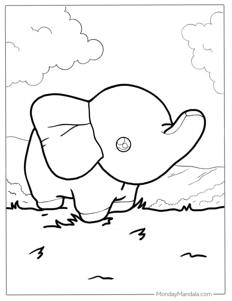 Elephant coloring pages free pdf printables