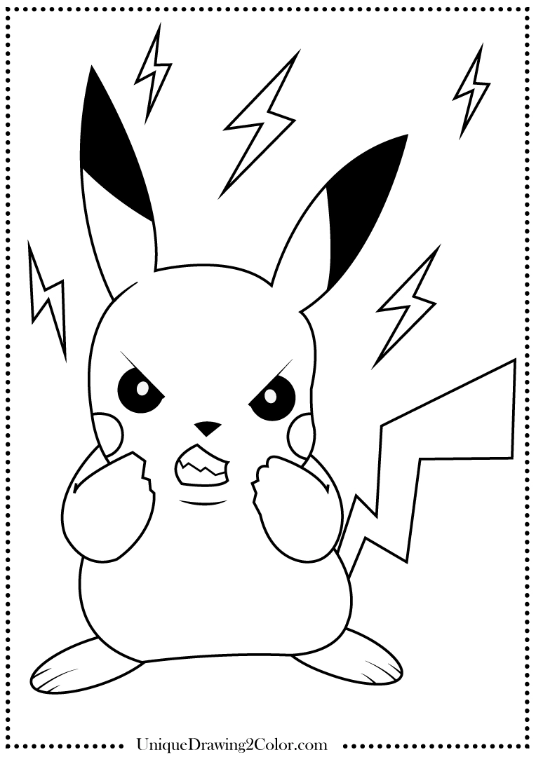 Angry pikachu coloring pages