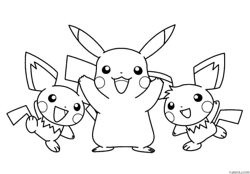 Pokemon pichu pikachu coloring page