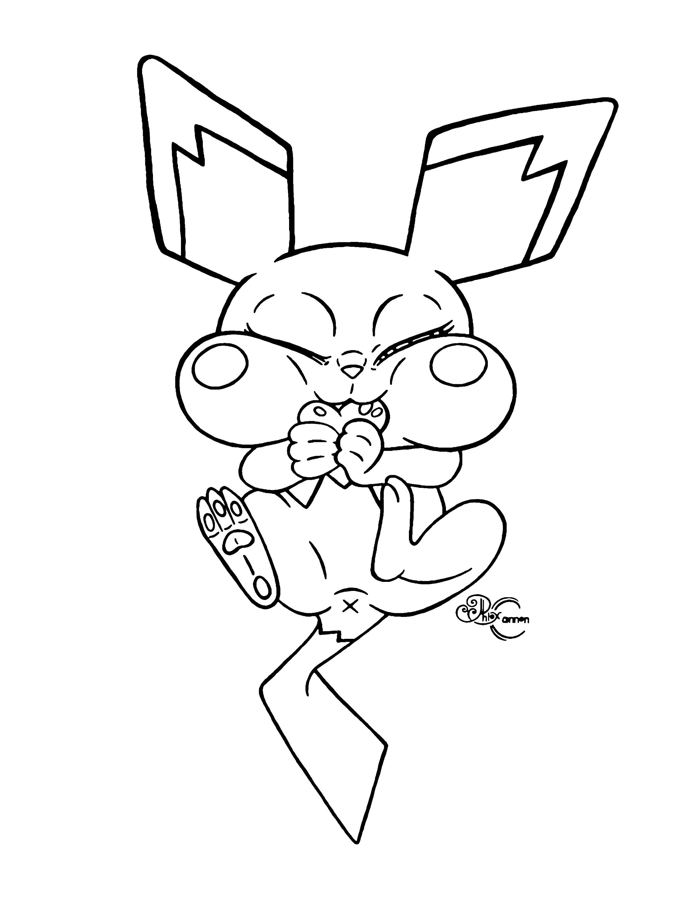 Pichu pokemon coloring page instant download