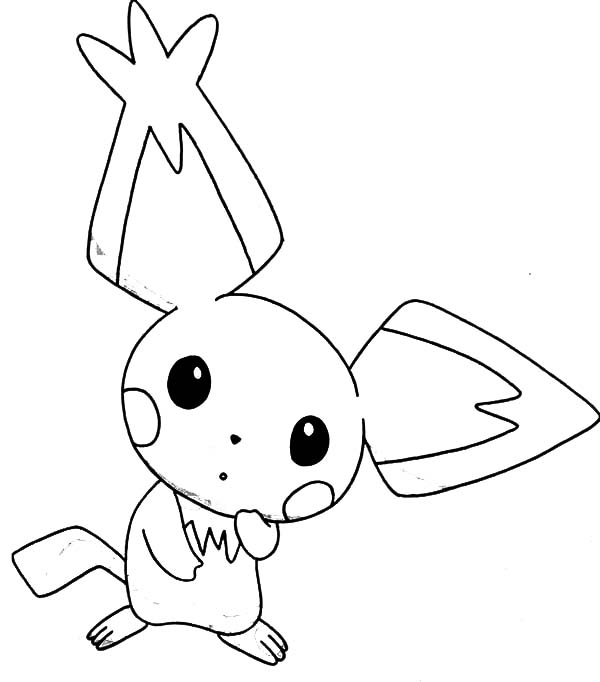 Pointed ear pichu is amazed coloring page color luna cartoon coloring pages coloring pages fruit coloring pages