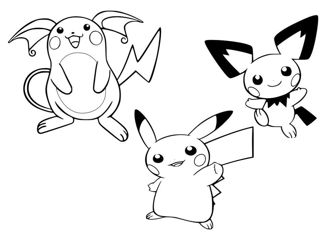 Pichu pikachu and raichu coloring pages pokemon coloring pages pokemon coloring coloring pages