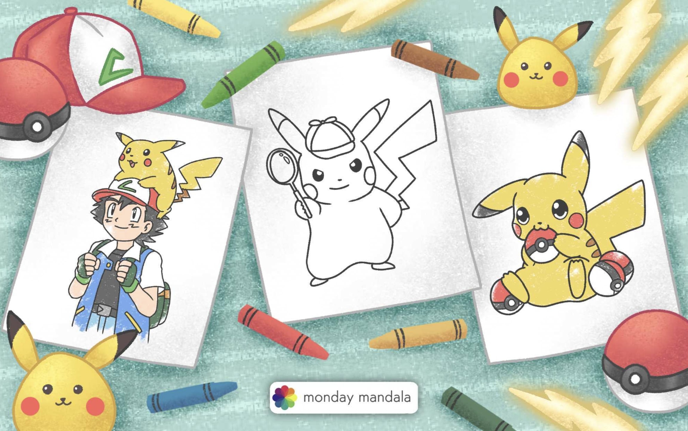 Pikachu coloring pages free pdf printables