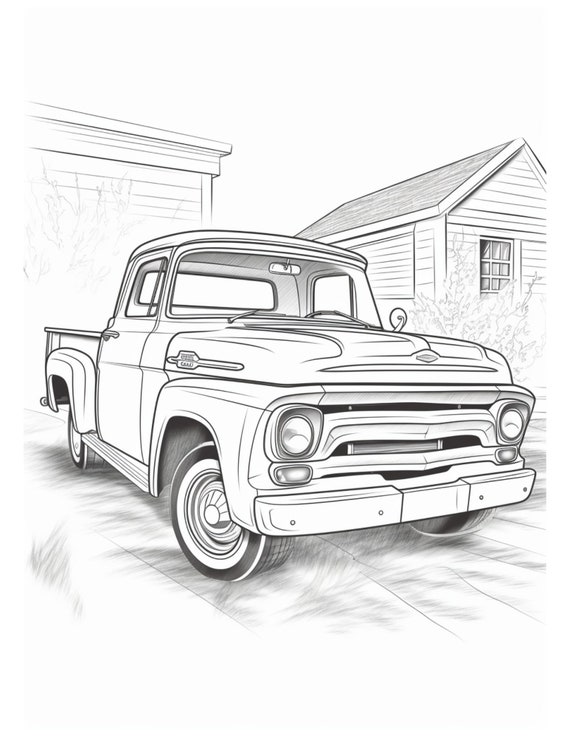 Pickup truck coloring pages for kids digital coloring pages great gift for kids gift for truck lovers coloring book download now