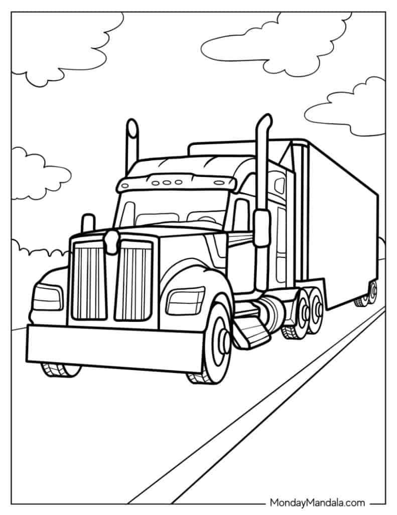 Truck coloring pages free pdf printables