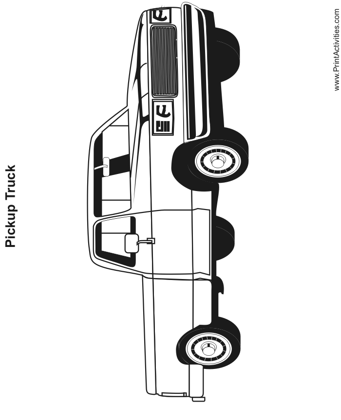 Pickup truck coloring page side view free coloring sheet