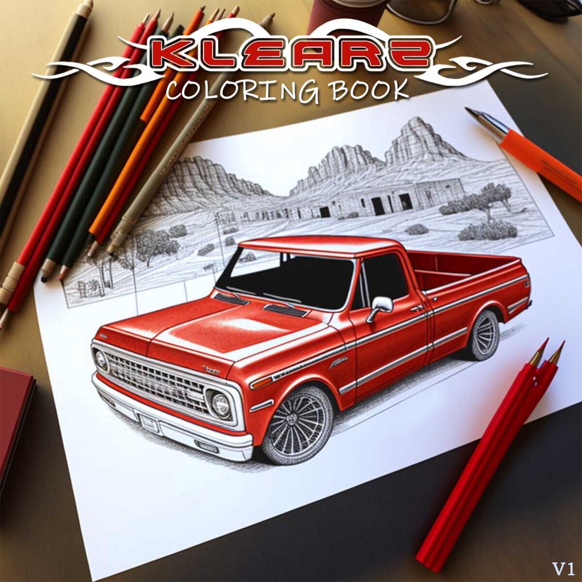 Lowered truck coloring book great for kids and adults bagged slammed chevy