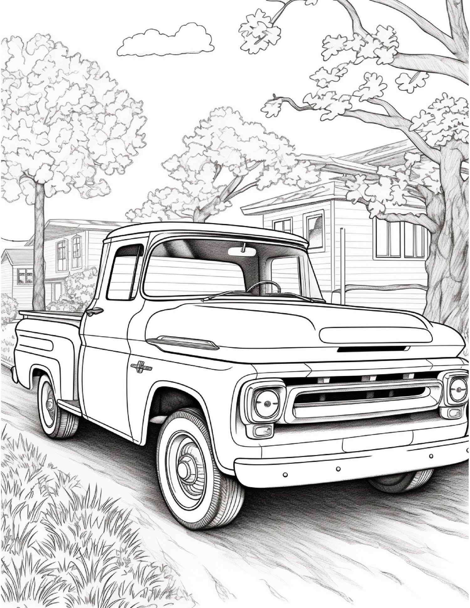 Vintage car and truck coloring pages