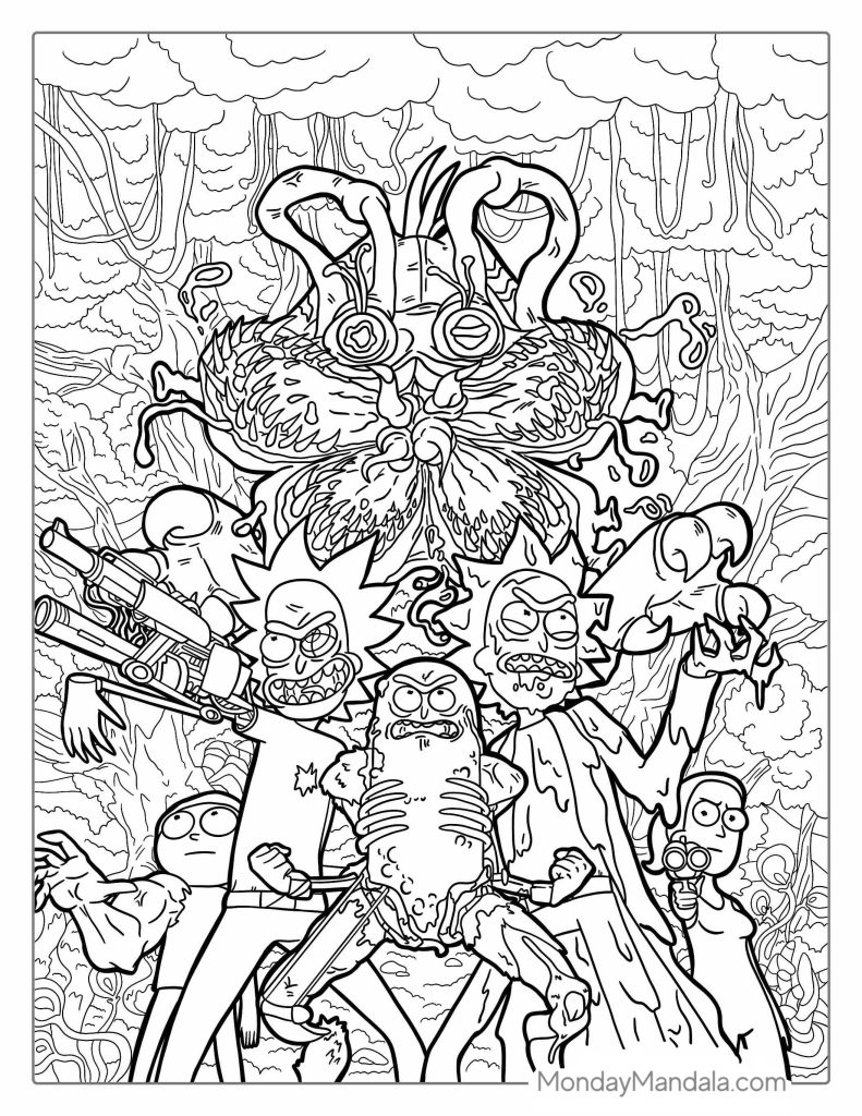 Rick and morty coloring pages free pdf printables