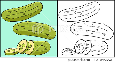 Pickle vegetable coloring page illustration