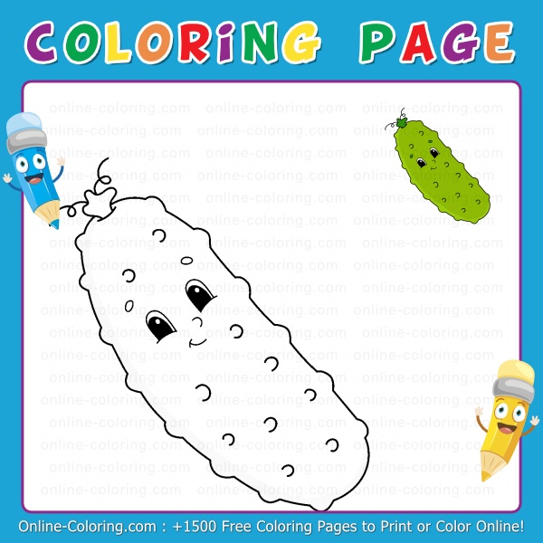 Cartoon pickle free online coloring page