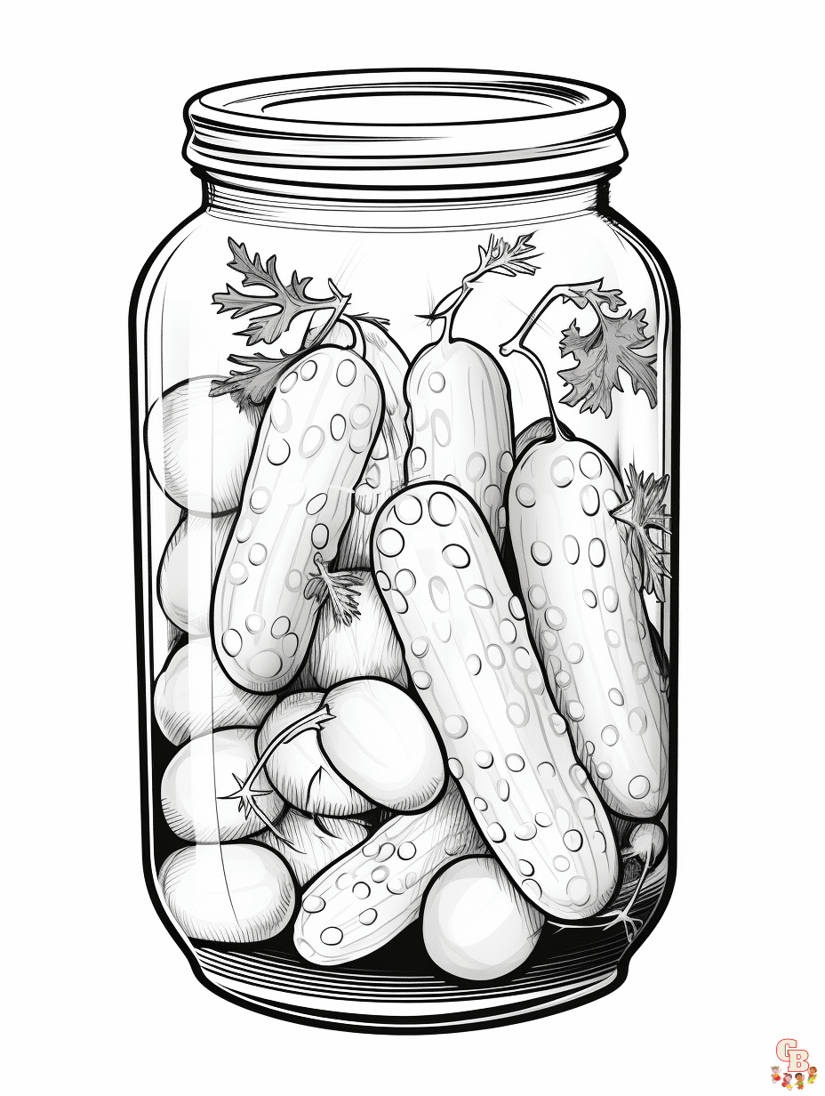 Printable pickle coloring pages free for kids and adults