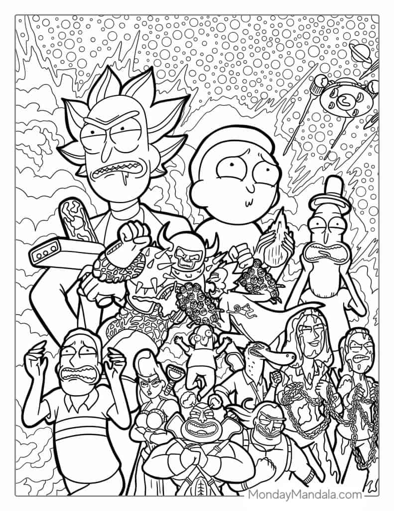 Rick and morty coloring pages free pdf printables