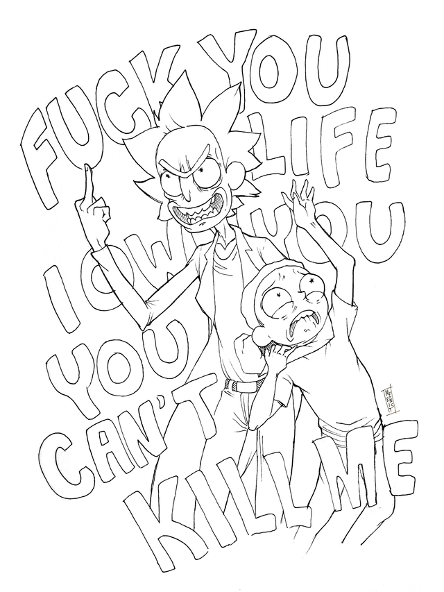 Motivational coloring book page or somethin rrickandmorty