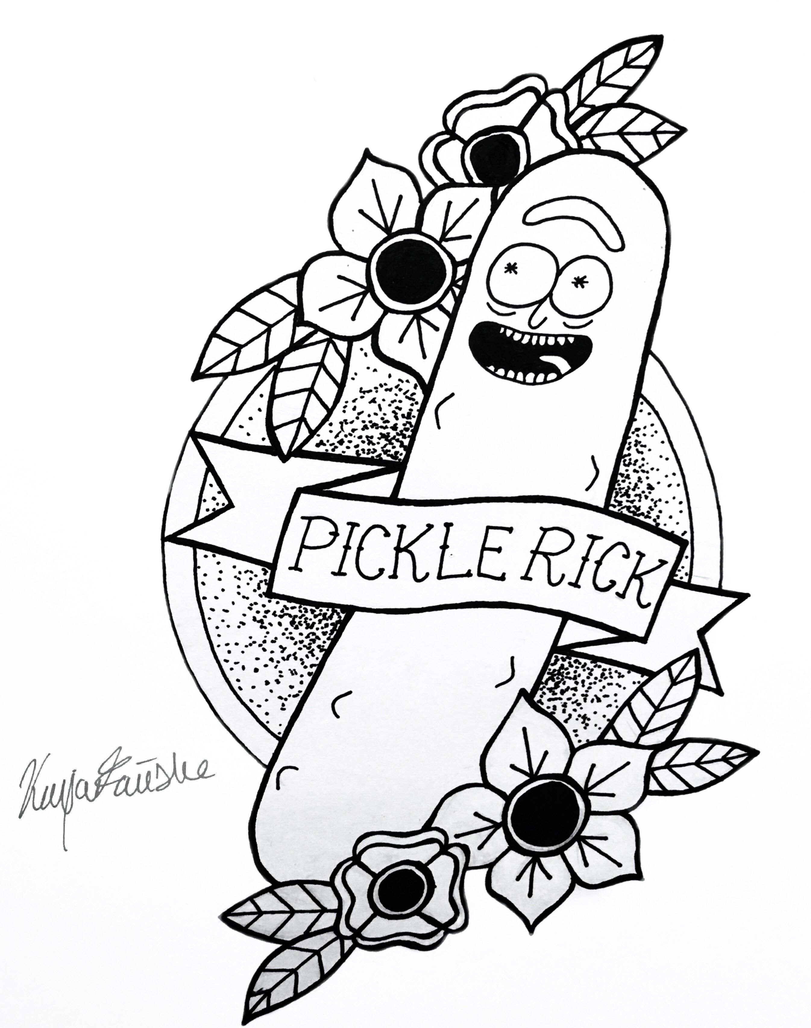 Pickle rick rick and morty drawing rick and morty tattoo kitten tattoo