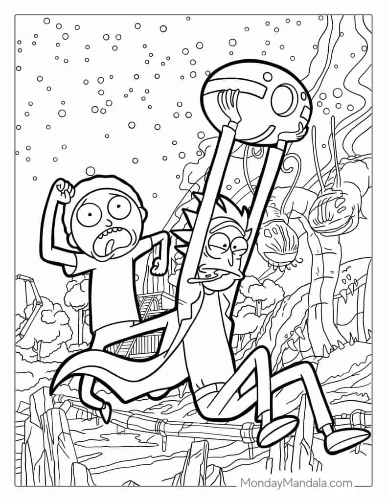 Rick and morty coloring pages free pdf printables