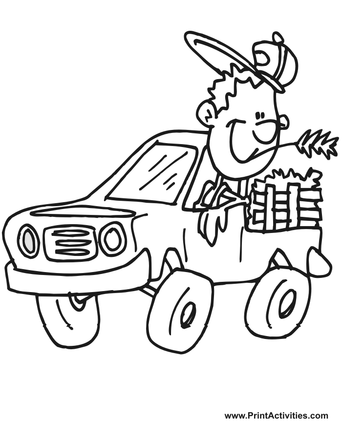 Cartoonish pickup truck coloring page free coloring sheet