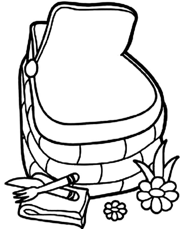 Beautiful basket picnic coloring page