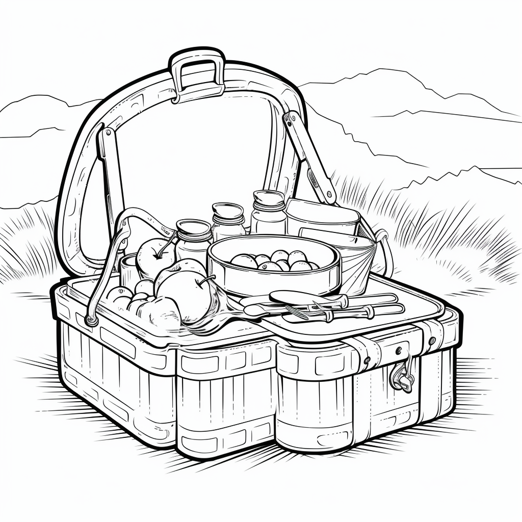 Picnic basket coloring pages