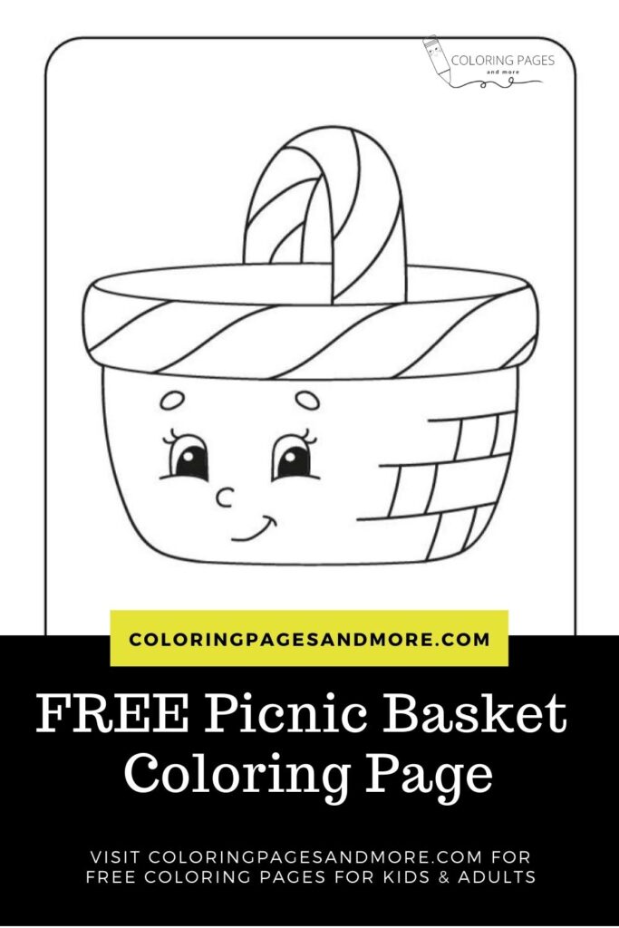 Free picnic basket coloring page for adults and kids