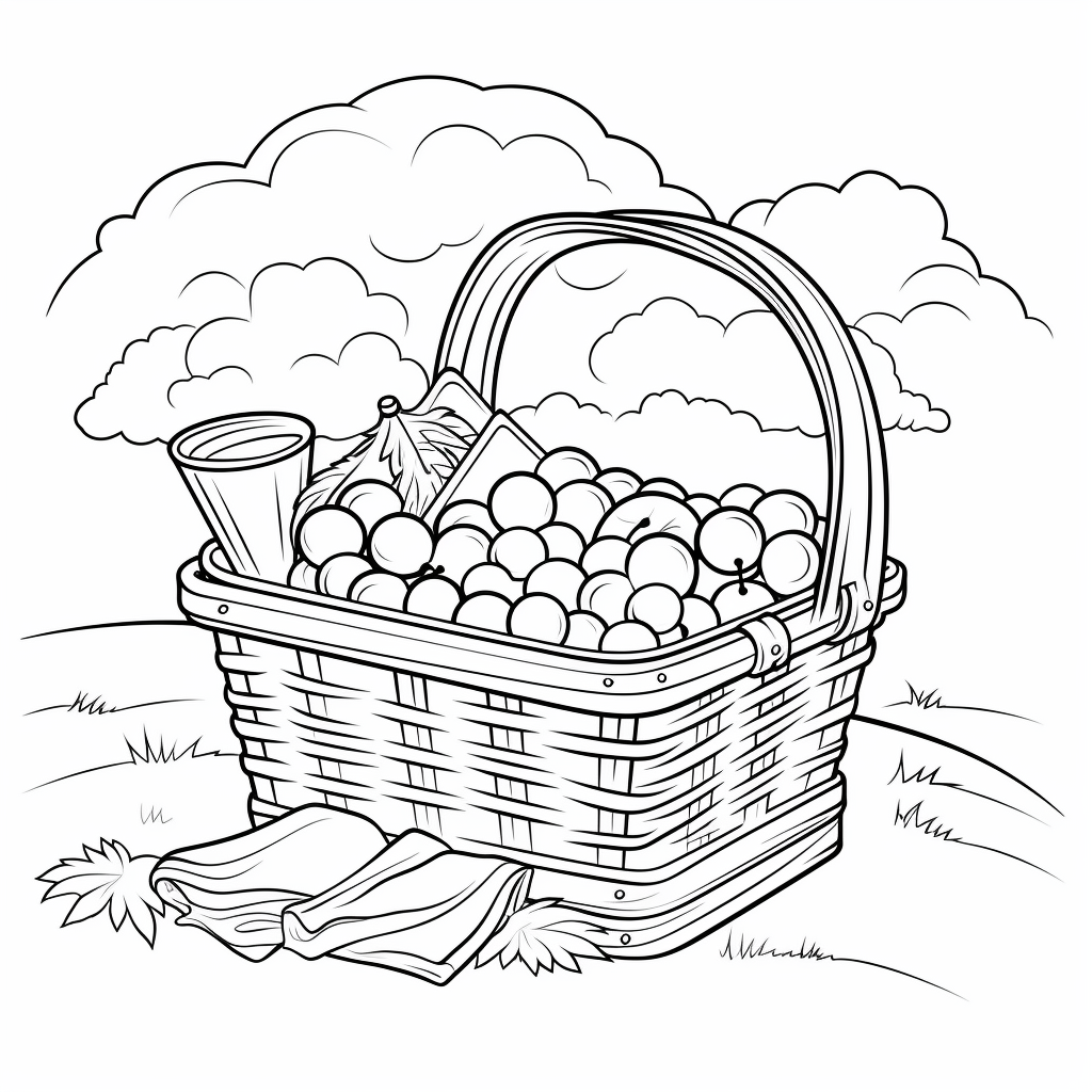 Picnic basket coloring pages