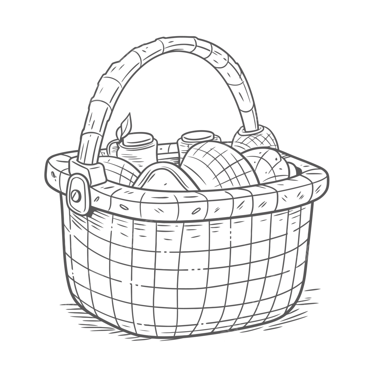 Free image about basket coloring pages basket drawing illustration of basket free download for mercial use outline sketch vector picnic basket drawing picnic basket outline picnic basket sketch png and vector with