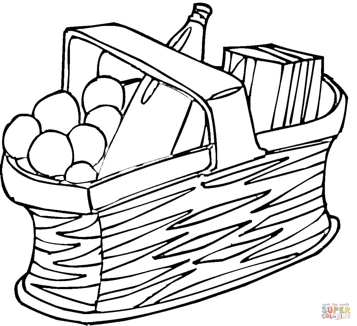 Picnic basket coloring page free printable coloring pages