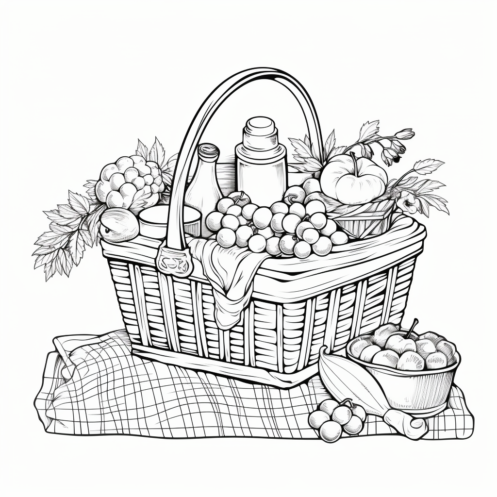 Picnic basket coloring pages