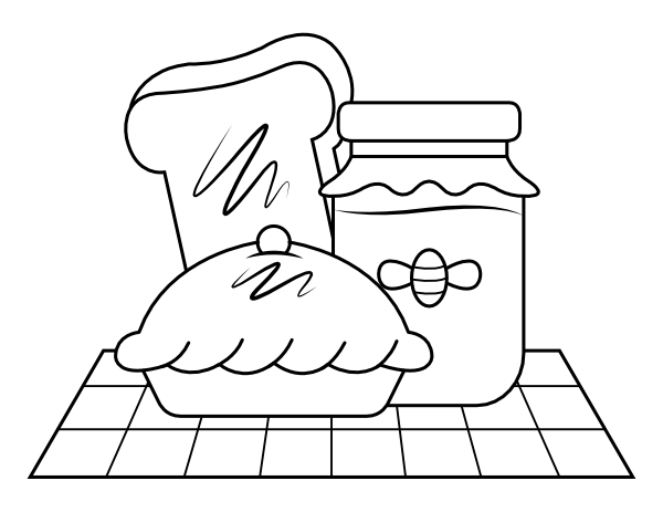 Printable picnic foods coloring page