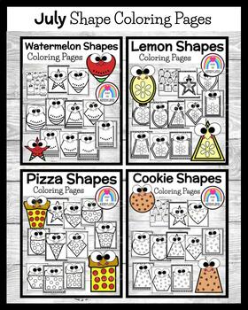 Food coloring pages shapes pizza watermelon cookie lemon summer picnic