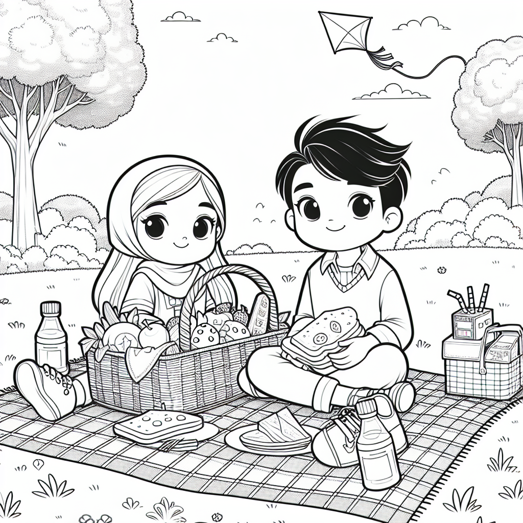 Picnic coloring pages