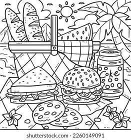 Th july traditional food coloring page stock vector royalty free