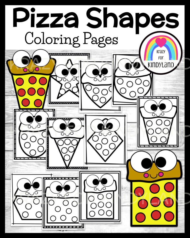 Food coloring pages shapes pizza watermelon cookie lemon summer picnic