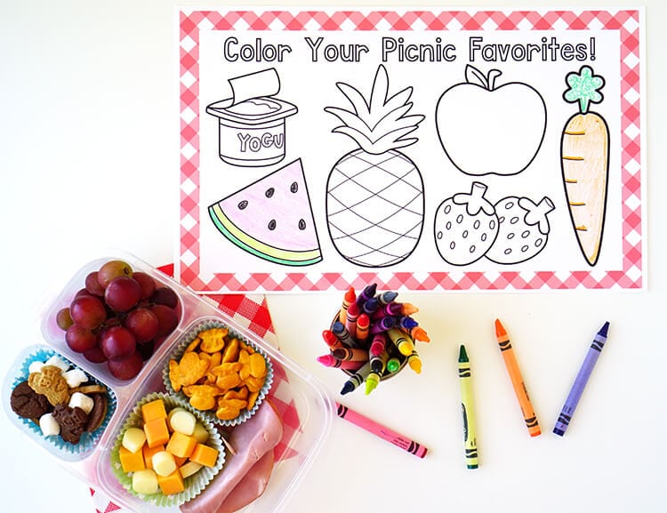 Picnic coloring placemats grab n go lunches