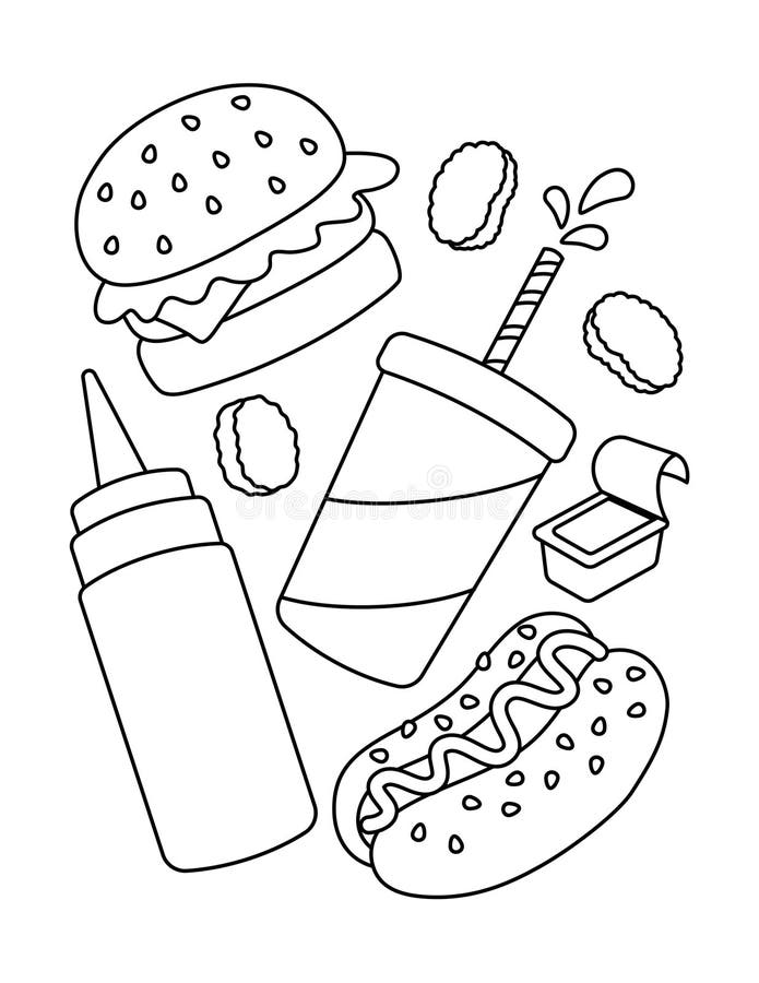 Fast food coloring page stock illustrations â fast food coloring page stock illustrations vectors clipart