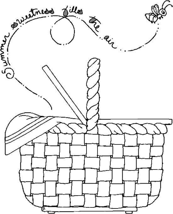 Online coloring pages picnic coloring the picnic basket the food