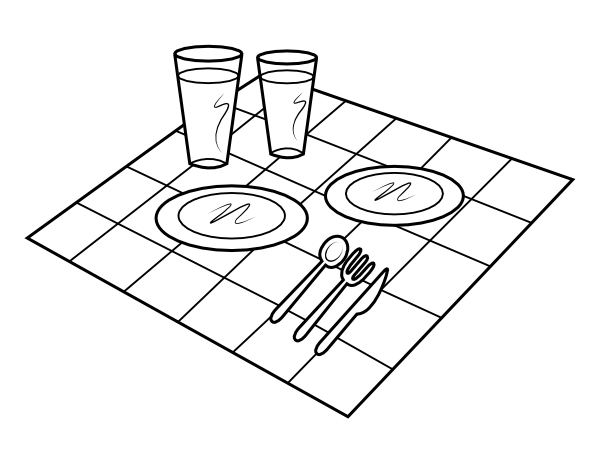 Printable picnic blanket coloring page