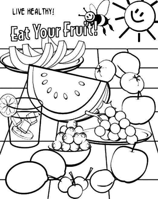 Online coloring pages with coloring a picnic with fits the food