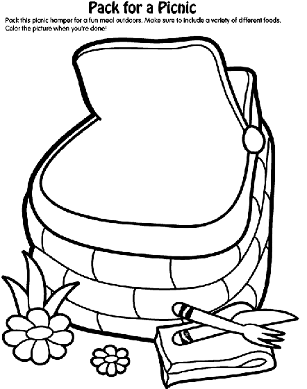 Pack for a picnic coloring page