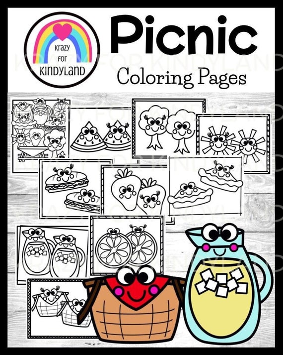 Picnic coloring pages booklet for camping summer picnic beach kids coloring pages coloring book kids coloring sheets