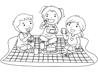 Picnic coloring pages and printable activities